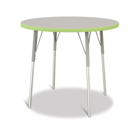 Jonti-Craft Berries Round Activity Table, 36 in. Diameter, A-height, Freckled Gray/Key Lime/Gray 6488JCA130